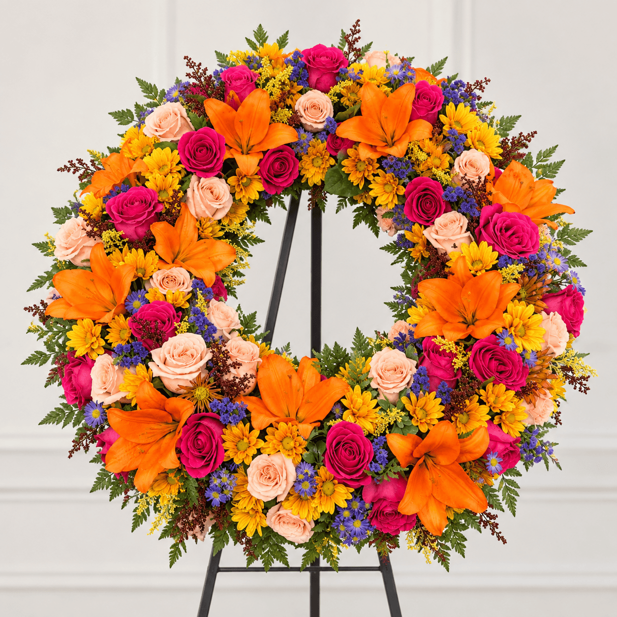 Vibrant Garden Sympathy Wreath