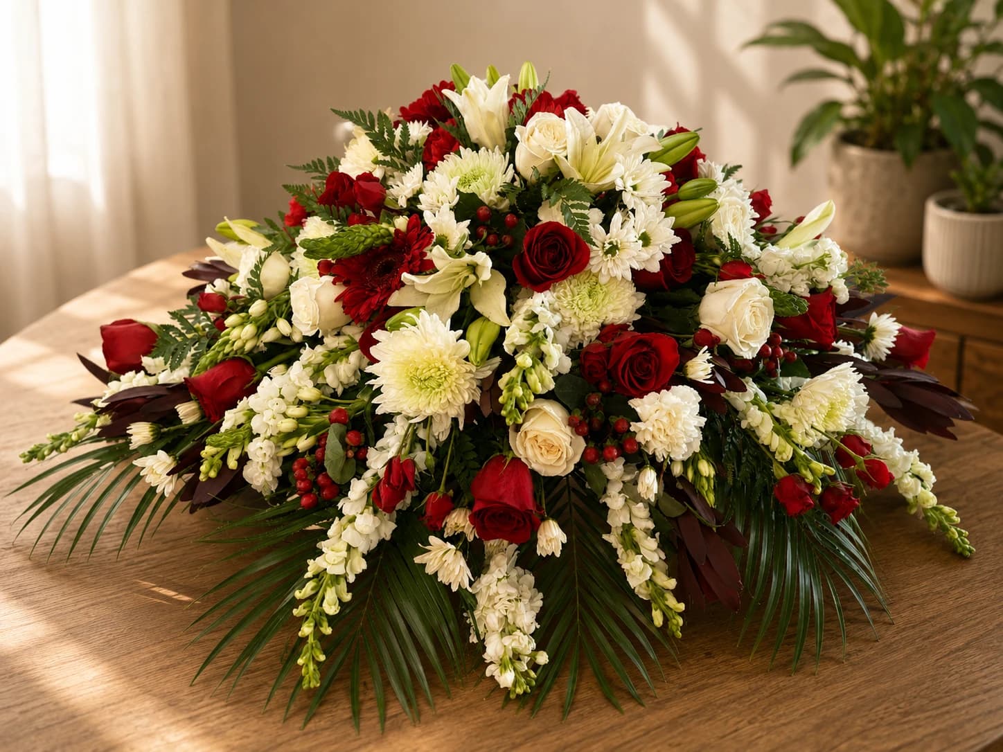 Crimson Remembrance Casket Spray